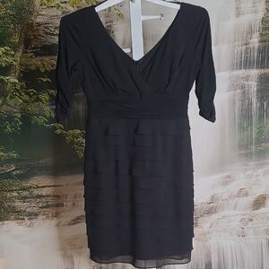 SL Fashions Womens 8 Petite Classic Little Black Dress with Ruffles